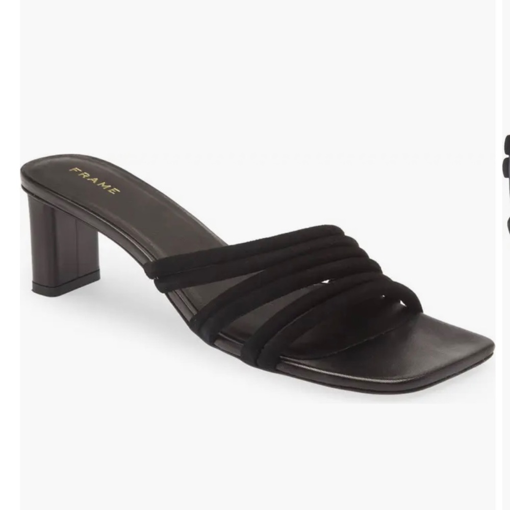 Frame Le Tonga Black Heeled Sandal Mule 9.5 NWOB